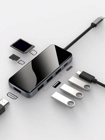 Amazon USB C Hub 7 in 1  Multifunction HDTV Adapter to 4K HDMI 100W PD 3x USB 3.0 Ports SD/TF Card Reader for Surface, Dell XPS MacBook/Pro/Air & More, Glass Finish Multi Port Dongle - Imported from UK